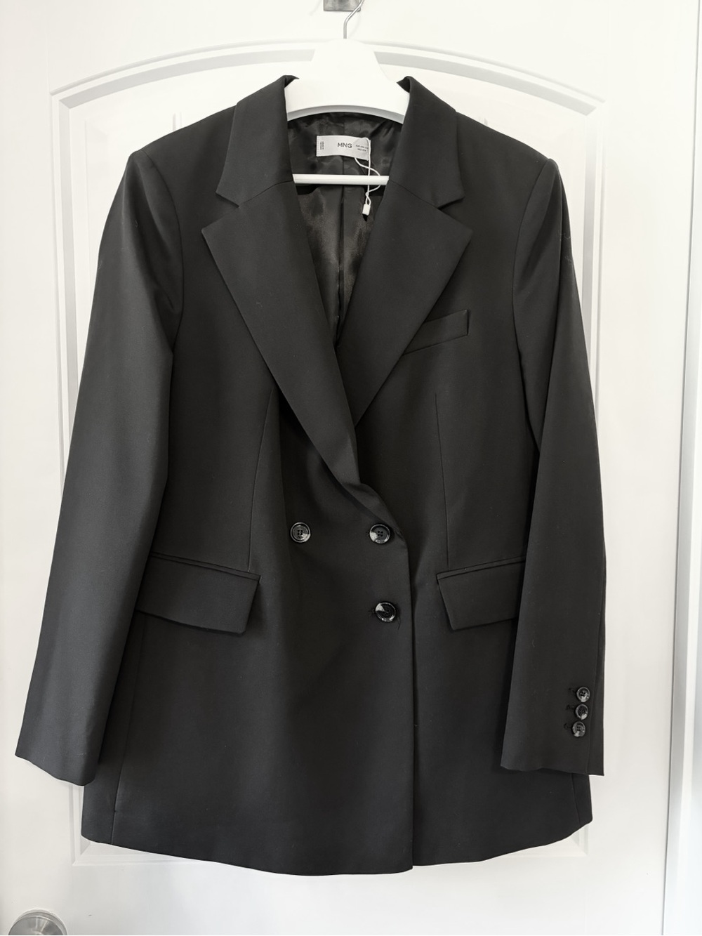 NEW Mango Black Double-Breasted Blazer Jacket